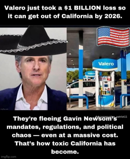 Greasy Gavin Newsom runs oil company away | image tagged in gavin,oil,escape | made w/ Imgflip meme maker