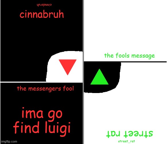 street rat n cinnabruh announcement | ima go find luigi | image tagged in street rat n cinnabruh announcement | made w/ Imgflip meme maker