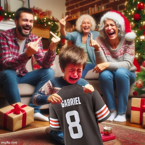 Crying Christmas Gabriel | image tagged in dillon gabriel,browns,crying christmas | made w/ Imgflip meme maker