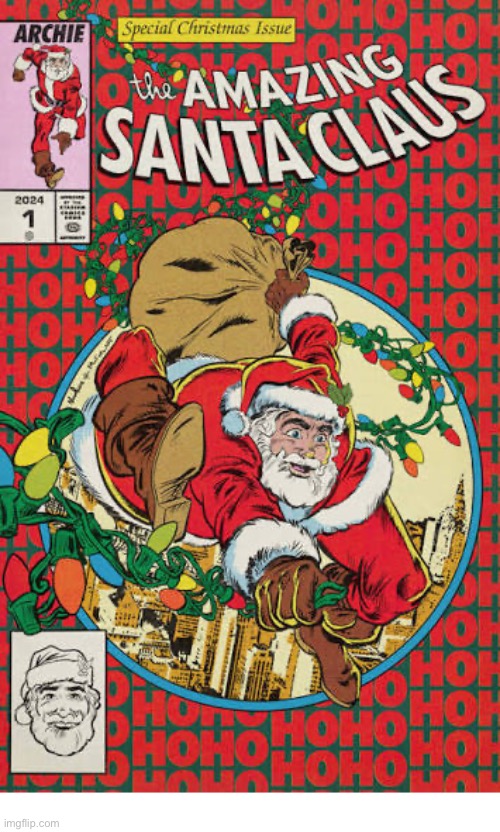 Done in the style of the cover of “The Amazing Spider-Man” #300 (1988) | image tagged in comics,santa claus,cover,archie comics | made w/ Imgflip meme maker