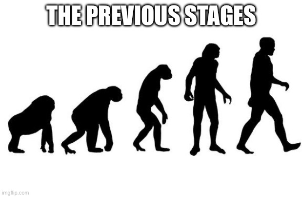 Human Evolution | THE PREVIOUS STAGES | image tagged in human evolution | made w/ Imgflip meme maker