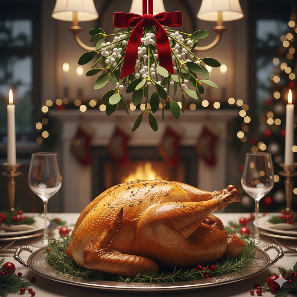 Turkey and some mistletoe Blank Meme Template