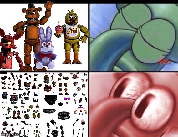 Fnaf 4 in a nutshell | image tagged in squidward sleeping | made w/ Imgflip meme maker