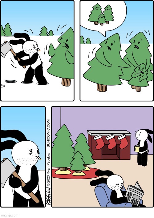 Buni Comics | image tagged in comics,buni comics,christmas,trees,family,stay together | made w/ Imgflip meme maker