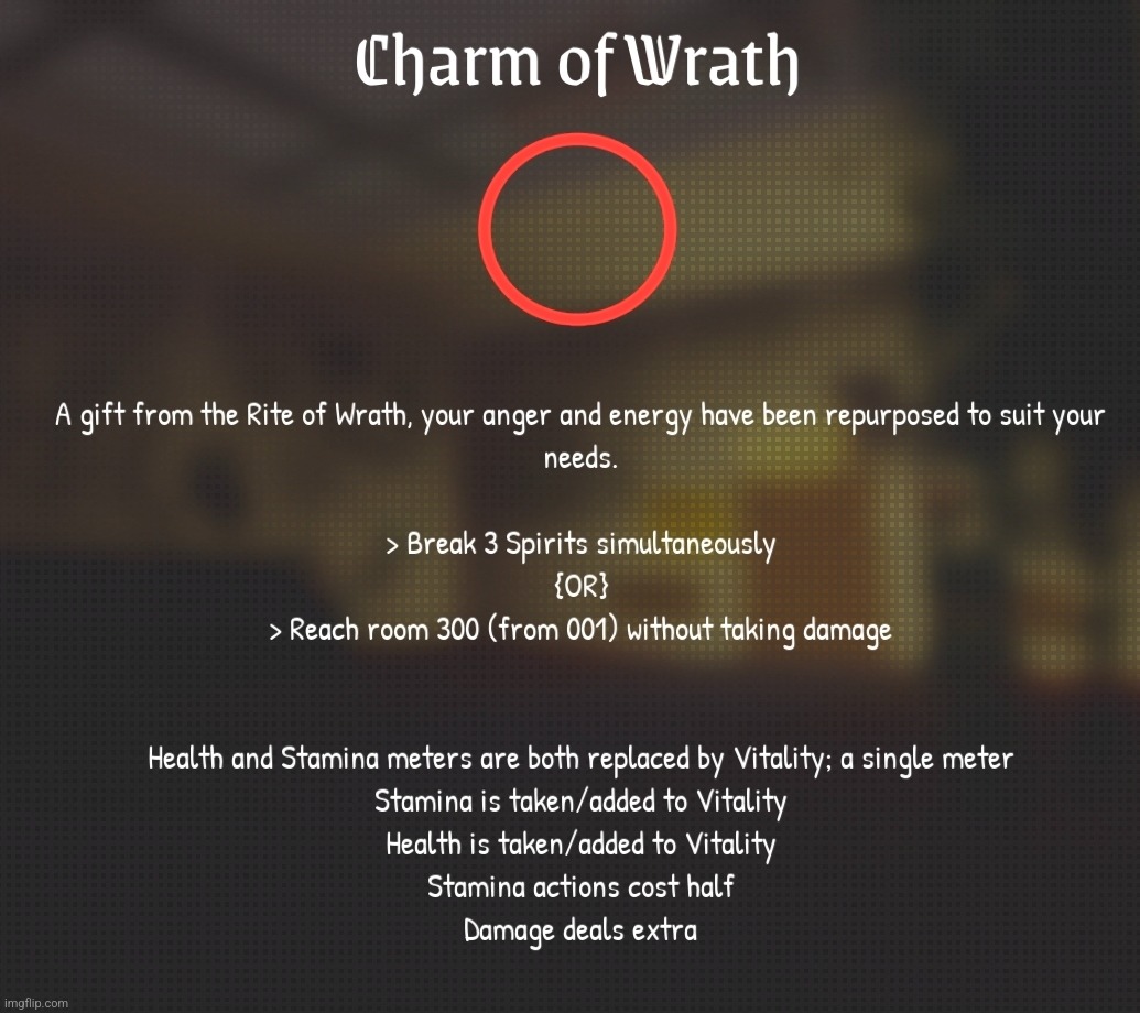 really good passive healing at the cost of dying if you sprint too much and you also take more damage... 2nd best charm imo | made w/ Imgflip meme maker
