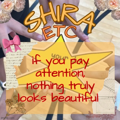 shira’s best temp | if you pay attention, nothing truly looks beautiful | image tagged in shira s best temp | made w/ Imgflip meme maker