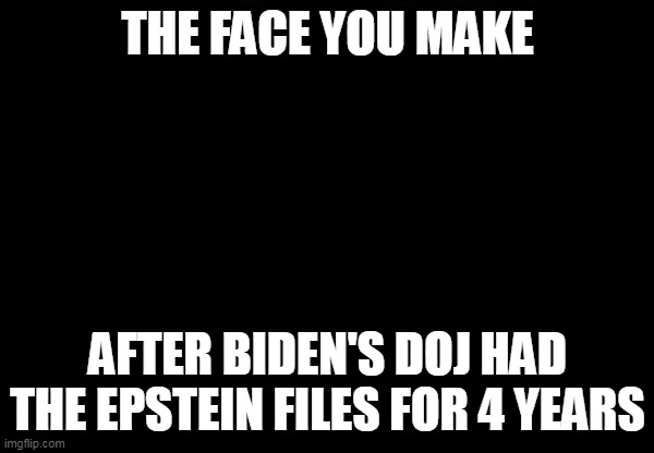 Yeah, DJT redacted 700,000 plus pages in 4 weeks | THE FACE YOU MAKE; AFTER BIDEN'S DOJ HAD THE EPSTEIN FILES FOR 4 YEARS | image tagged in biden doj face you make meme | made w/ Imgflip meme maker