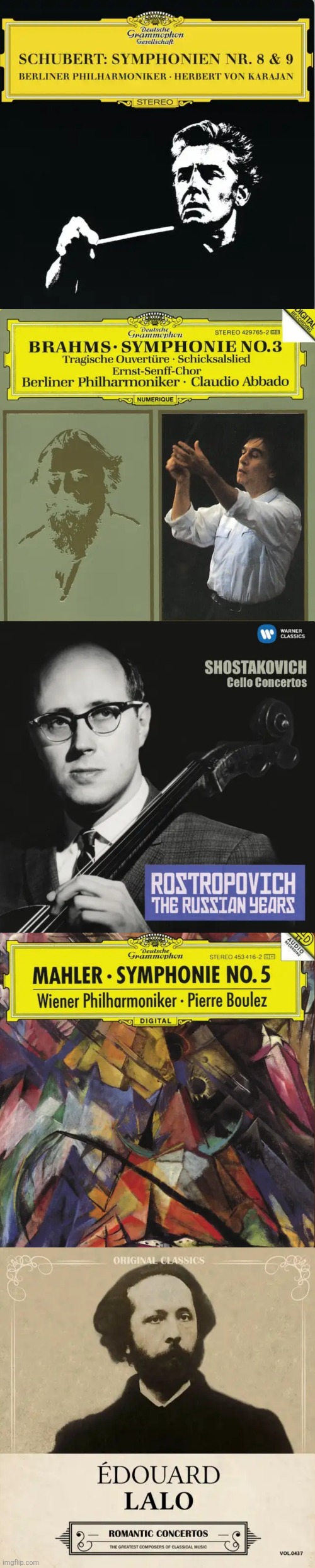 Album covers of my 5 most recently saved in spotify | image tagged in classical music | made w/ Imgflip meme maker