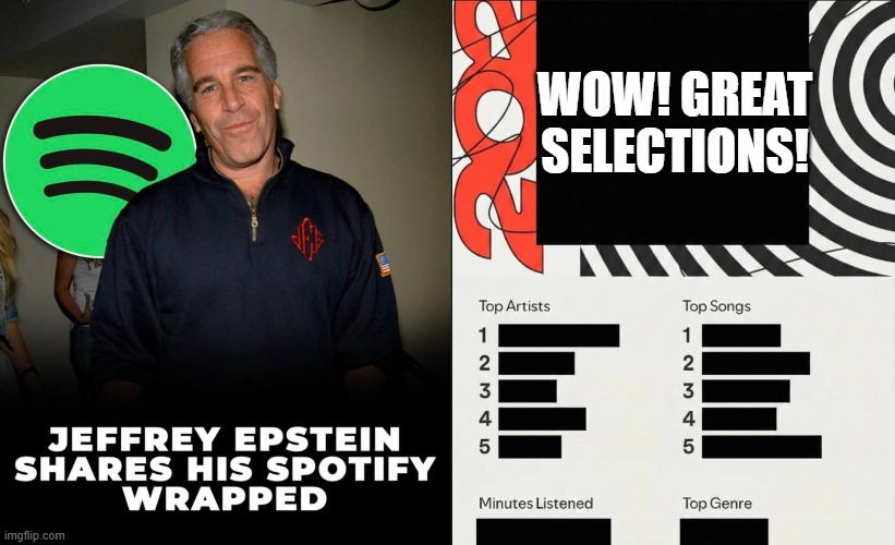 Redacted | WOW! GREAT SELECTIONS! | image tagged in politics,jeffrey epstein | made w/ Imgflip meme maker