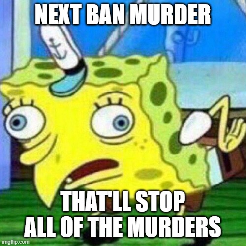 triggerpaul | NEXT BAN MURDER THAT'LL STOP ALL OF THE MURDERS | image tagged in triggerpaul | made w/ Imgflip meme maker
