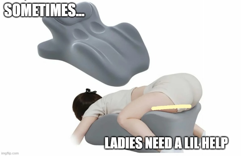 Bend Over | SOMETIMES... LADIES NEED A LIL HELP | image tagged in adult humor | made w/ Imgflip meme maker