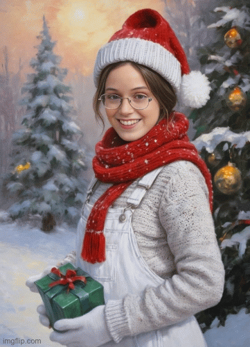 Merry Christmas from AI Pattye! | image tagged in gifs,ai,pattye mattick,patricia mattick,adorable,gonebutneverforgotten | made w/ Imgflip images-to-gif maker