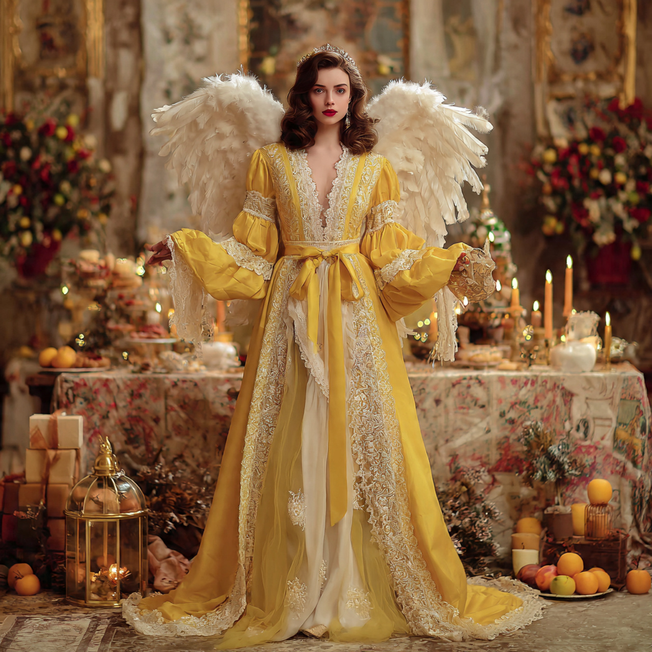 Yellow Angel Gown Blank Meme Template