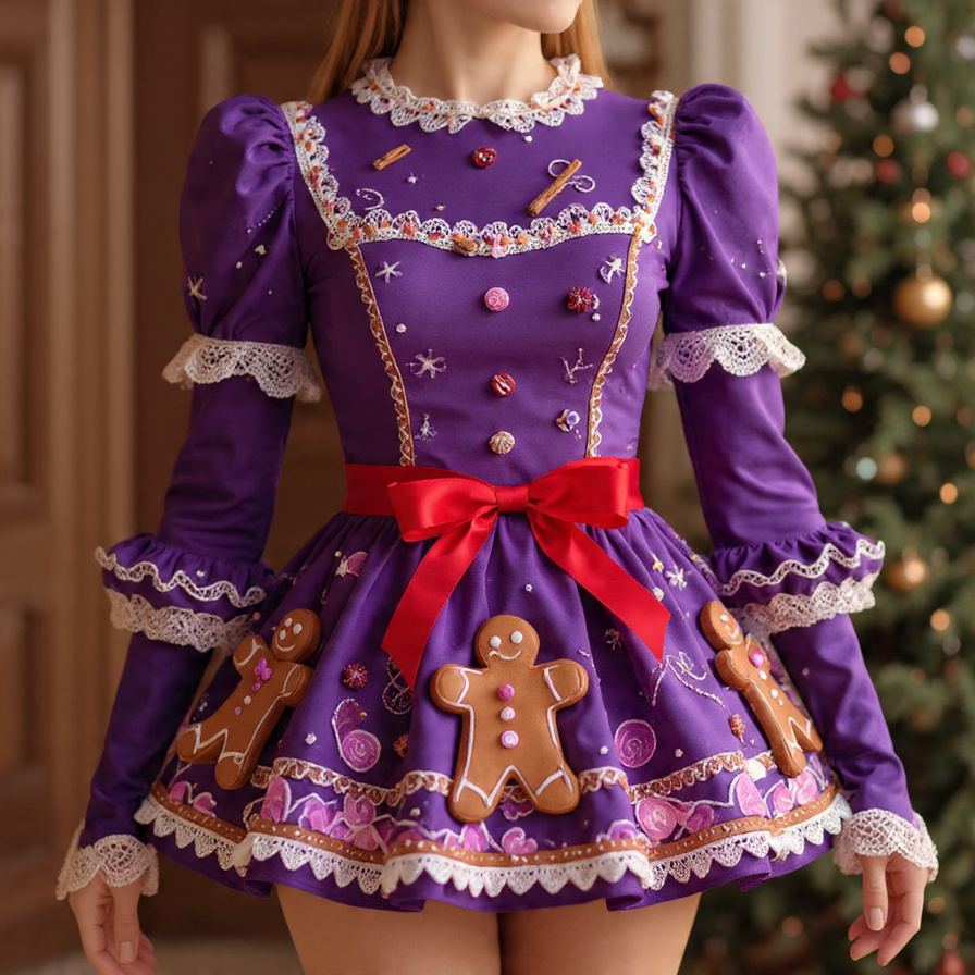 Purple Gingerbread Dress Blank Meme Template