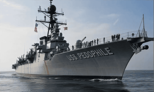 Donald Trump battleship USS Pedophile Blank Meme Template