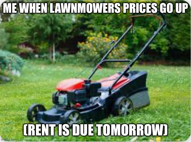 i have ascended human form now haahahahaha | ME WHEN LAWNMOWERS PRICES GO UP; (RENT IS DUE TOMORROW) | image tagged in memes,lawnmower | made w/ Imgflip meme maker
