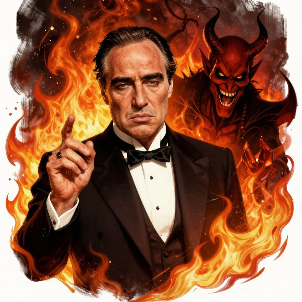 Vito Corleone Satan Devil Fire Hell Burning Fredo Blank Meme Template