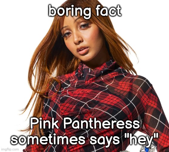 Pink Pantheress | boring fact; Pink Pantheress sometimes says "hey" | image tagged in pink pantheress | made w/ Imgflip meme maker