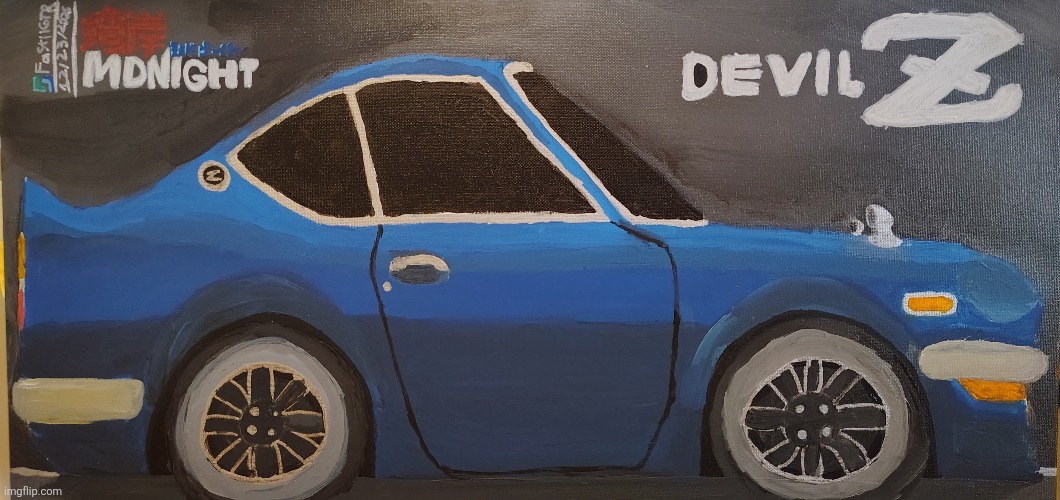 Cartoonish Painting of The Devil Z | image tagged in fanart,art,devil z,wangan midnight | made w/ Imgflip meme maker