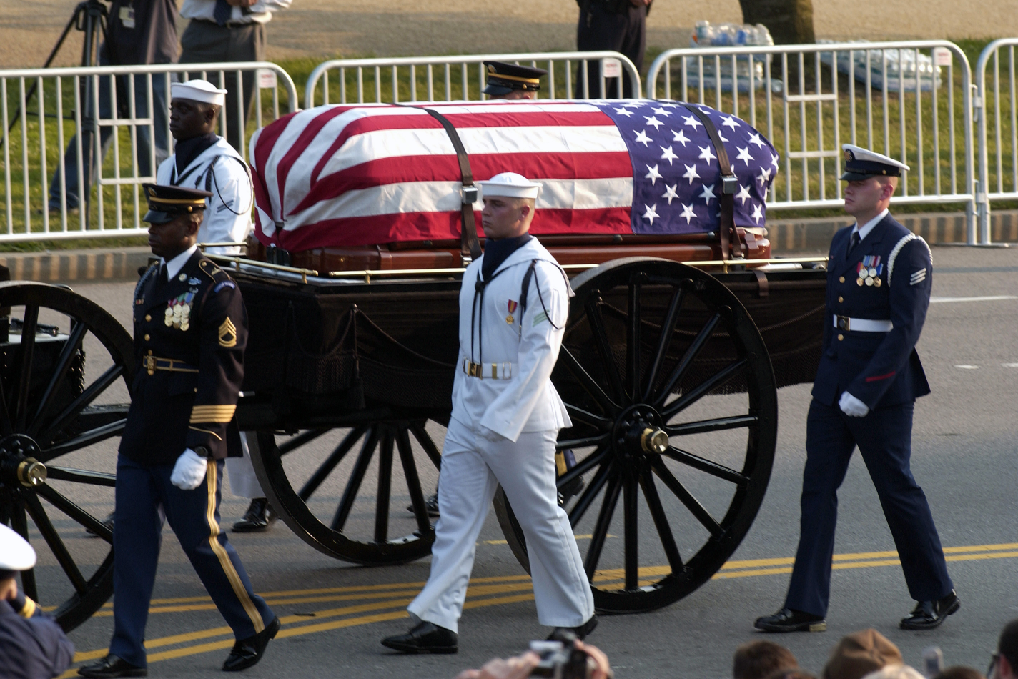 Presidential caisson funeral flag-draped coffin Reagan Blank Meme Template
