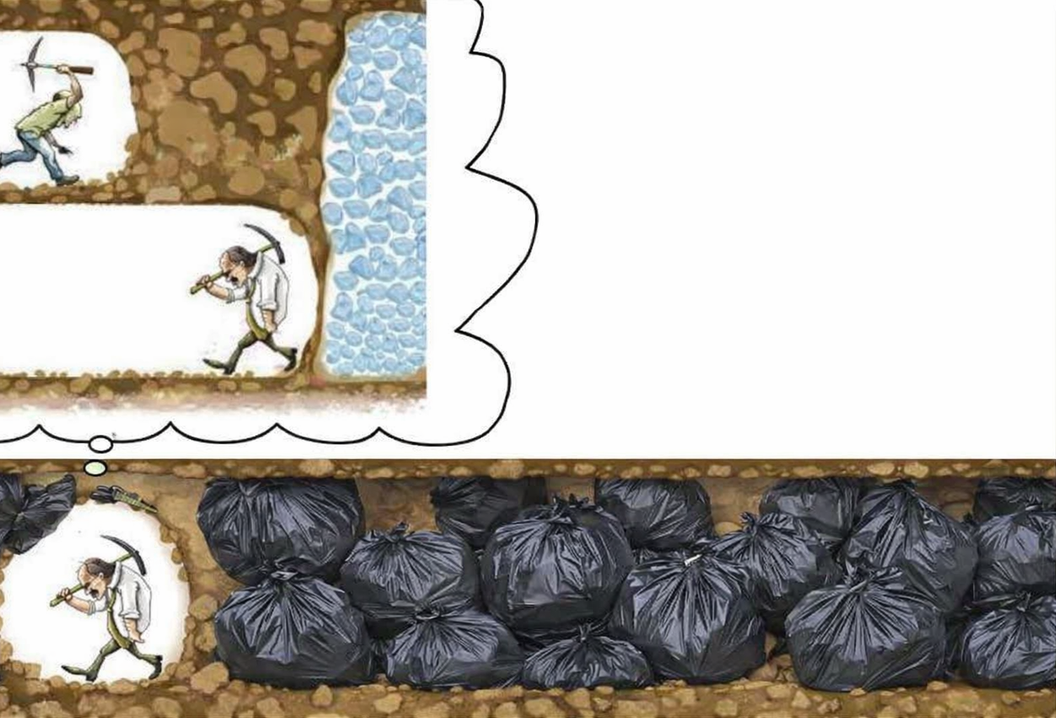 mining guy trash Blank Meme Template