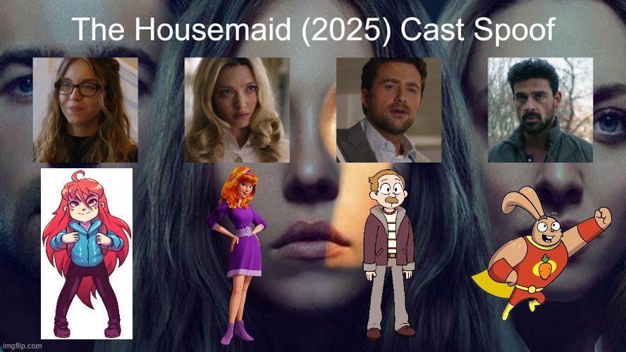 Credit to Waldness Topic International for this used | image tagged in meme,memes,spoof cast,the housemaid,characters,roles | made w/ Imgflip meme maker