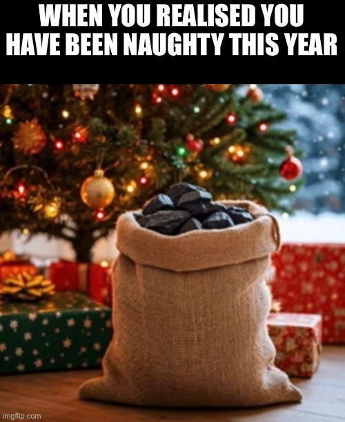 coal, coal everywhere | WHEN YOU REALISED YOU HAVE BEEN NAUGHTY THIS YEAR | image tagged in x x everywhere,funny memes,funny,memes,coal,relatable | made w/ Imgflip meme maker