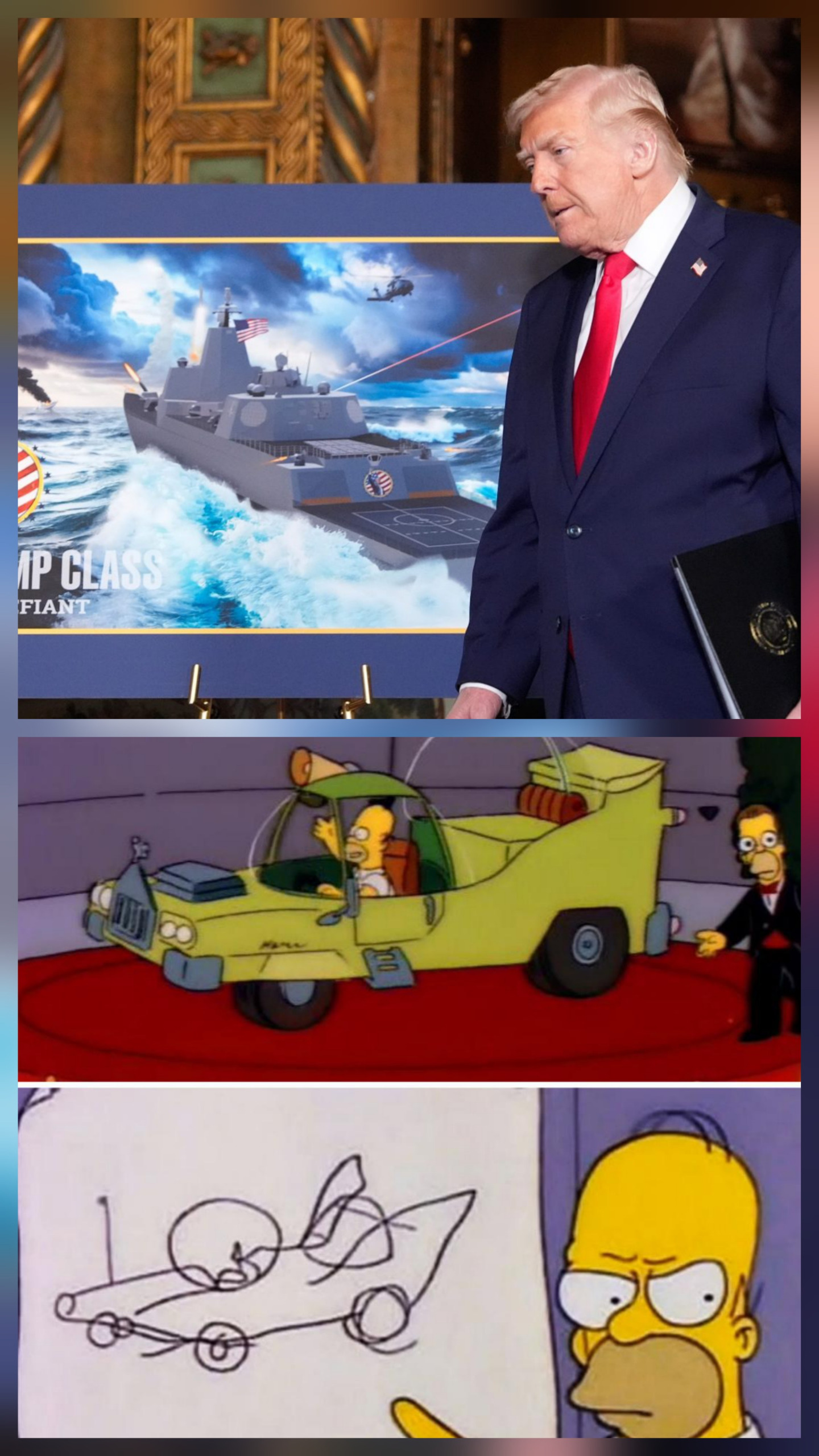 Trump ship homer car Blank Meme Template