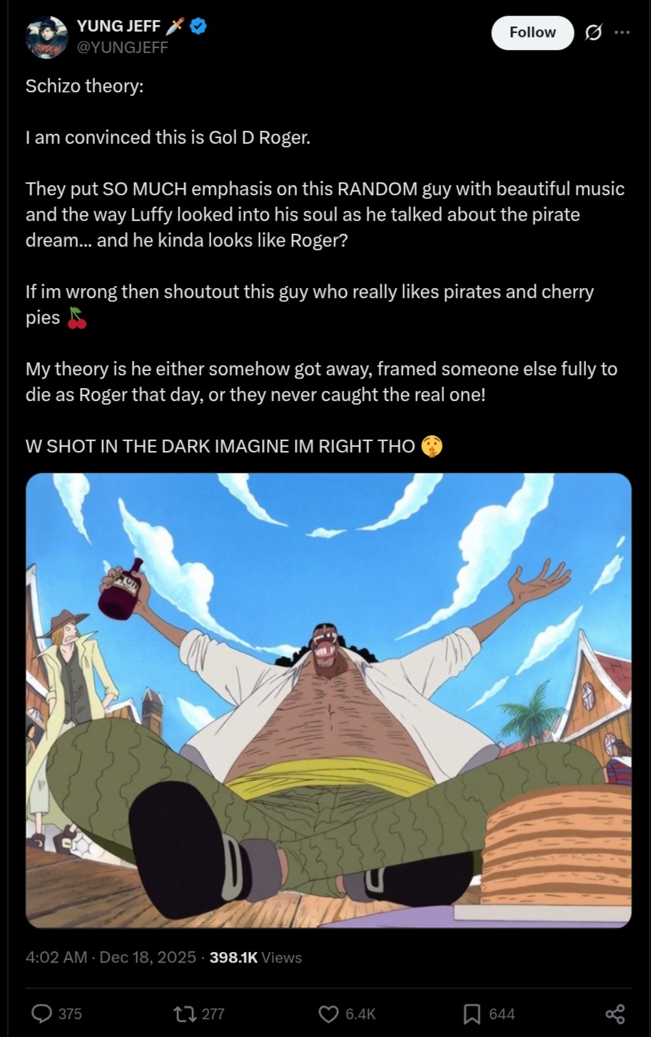 Blackbeard is Gol D. Roger Blank Meme Template