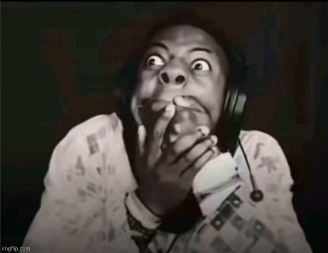 when my horror game has horror in it | image tagged in ishowspeed horrified | made w/ Imgflip meme maker