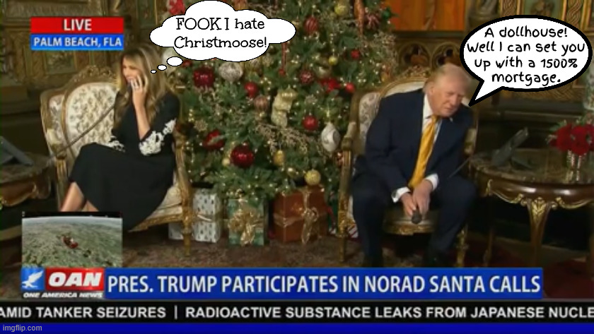 Fun with Xmas | A dollhouse! Well I can set you
 up with a 1500% 
mortgage. FOOK I hate Christmoose! | image tagged in fun with xmas | made w/ Imgflip meme maker