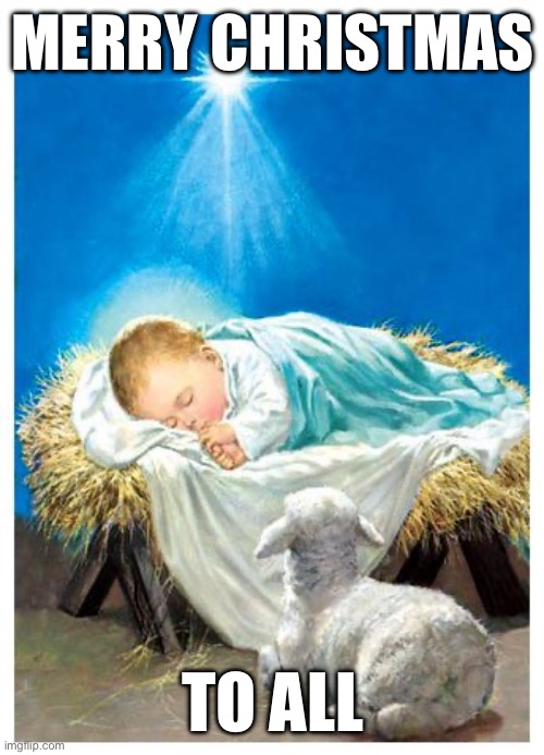 Merry Christmas! | MERRY CHRISTMAS; TO ALL | image tagged in baby jesus,christmas,christianity | made w/ Imgflip meme maker