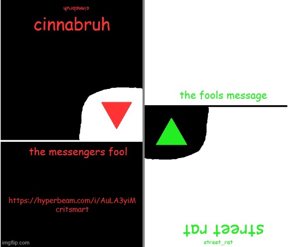 street rat n cinnabruh announcement | https://hyperbeam.com/i/AuLA3yiM
critsmart | image tagged in street rat n cinnabruh announcement | made w/ Imgflip meme maker