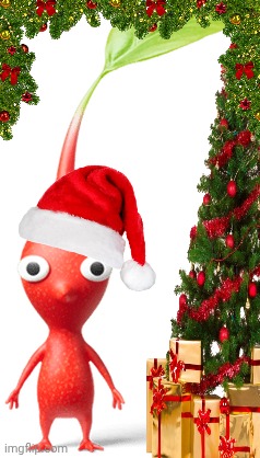 Merry pikmas | image tagged in play nintendo red pikmin | made w/ Imgflip meme maker