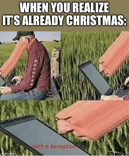 Merry Christmas!!! | WHEN YOU REALIZE IT’S ALREADY CHRISTMAS: | image tagged in wot n ternation | made w/ Imgflip meme maker