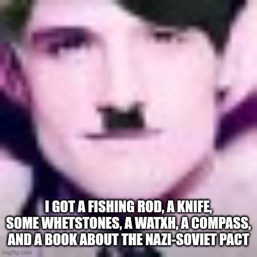 Uhhhhhhhhhhh | I GOT A FISHING ROD, A KNIFE, SOME WHETSTONES, A WATXH, A COMPASS, AND A BOOK ABOUT THE NAZI-SOVIET PACT | image tagged in uhhhhhhhhhhh | made w/ Imgflip meme maker