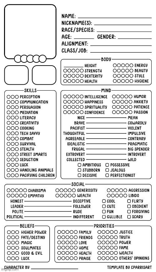 Character sheet by Cparrisart | image tagged in character sheet by cparrisart | made w/ Imgflip meme maker