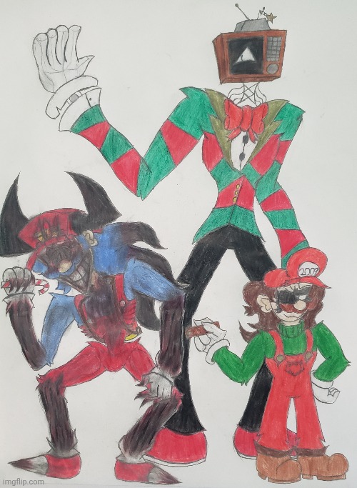 Merry Christmas my dudes! | image tagged in christmas,horrorbrew,drawing | made w/ Imgflip meme maker