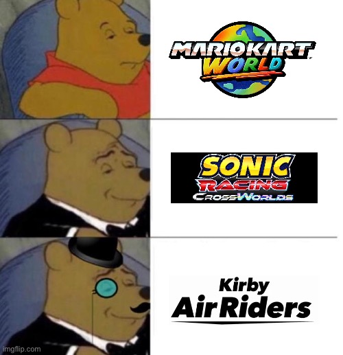FR | image tagged in tuxedo winnie the pooh 3 panel,kirby,mario,sonic the hedgehog,nintendo,gaming | made w/ Imgflip meme maker