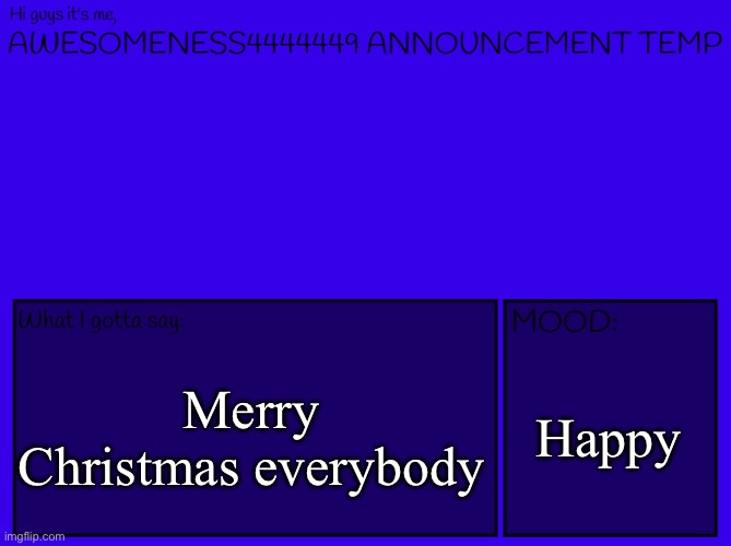 I hope everybody’s Christmas went well. | Merry Christmas everybody; Happy | image tagged in awesomeness's announcement template | made w/ Imgflip meme maker