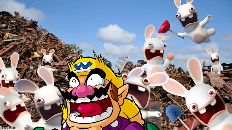 Wario dies after encountering a mob of Rabbids in a junkyard.mp3 | made w/ Imgflip meme maker