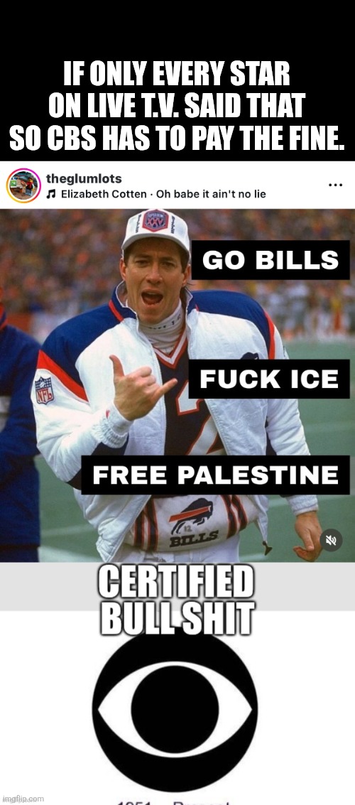 Certified Bull | IF ONLY EVERY STAR ON LIVE T.V. SAID THAT SO CBS HAS TO PAY THE FINE. | made w/ Imgflip meme maker