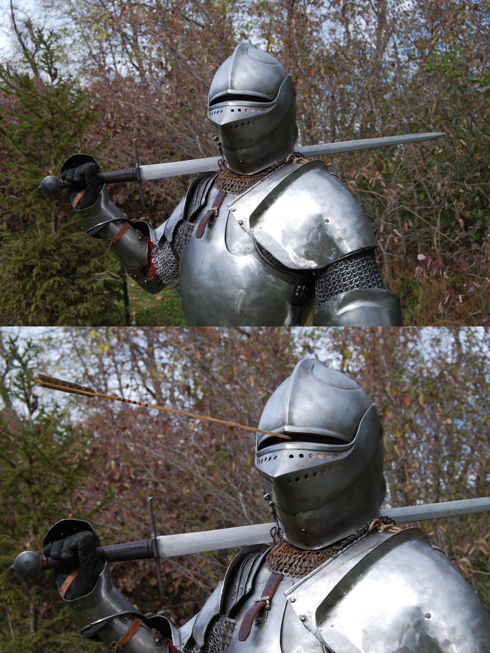 Knight with Arrow in Helmet Blank Meme Template