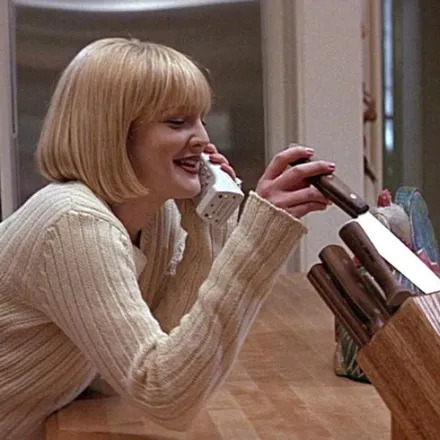 Scream movie phone call knives stand Blank Meme Template