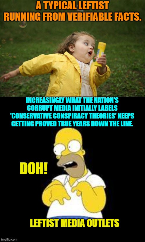 It cannot be said enough that you do not despise the media industry enough | A TYPICAL LEFTIST RUNNING FROM VERIFIABLE FACTS. INCREASINGLY WHAT THE NATION'S CORRUPT MEDIA INITIALLY LABELS 'CONSERVATIVE CONSPIRACY THEORIES' KEEPS GETTING PROVED TRUE YEARS DOWN THE LINE. DOH! LEFTIST MEDIA OUTLETS | image tagged in girl running | made w/ Imgflip meme maker