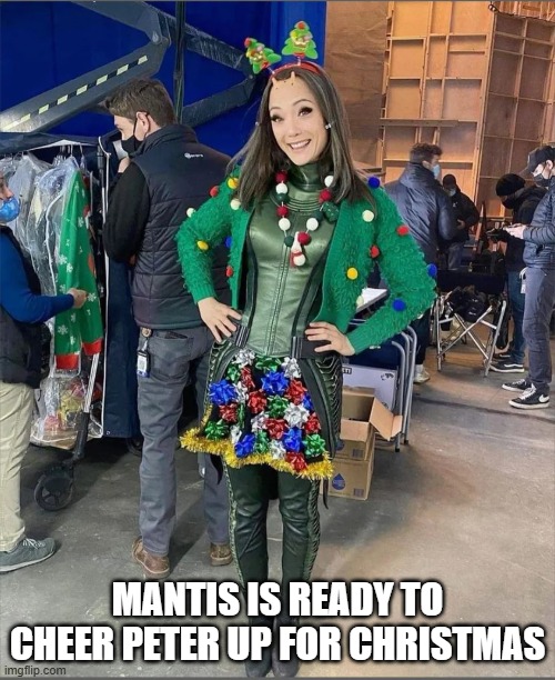 Guardians Christmas Special | MANTIS IS READY TO CHEER PETER UP FOR CHRISTMAS | image tagged in guardians of the galaxy | made w/ Imgflip meme maker