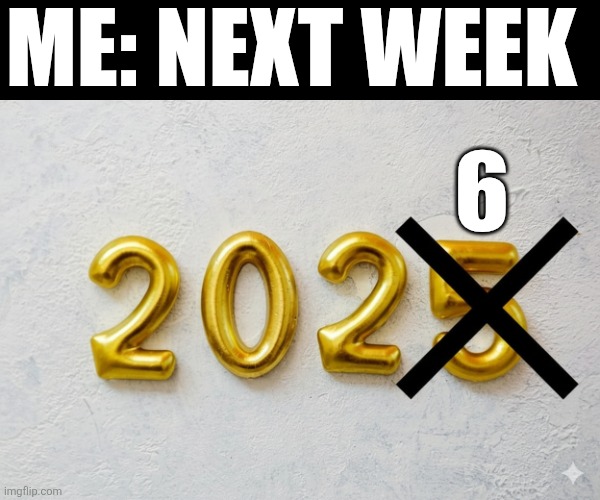Me: Next Week | ME: NEXT WEEK; 6 | image tagged in chrisjoines1 | made w/ Imgflip meme maker