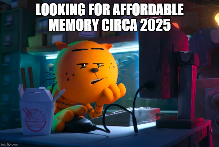 how much is my RAM again? | LOOKING FOR AFFORDABLE MEMORY CIRCA 2025 | image tagged in pc gaming,ddr5 | made w/ Imgflip meme maker