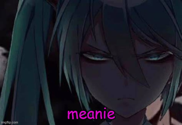 mad miku :3 | meanie | image tagged in mad miku 3 | made w/ Imgflip meme maker