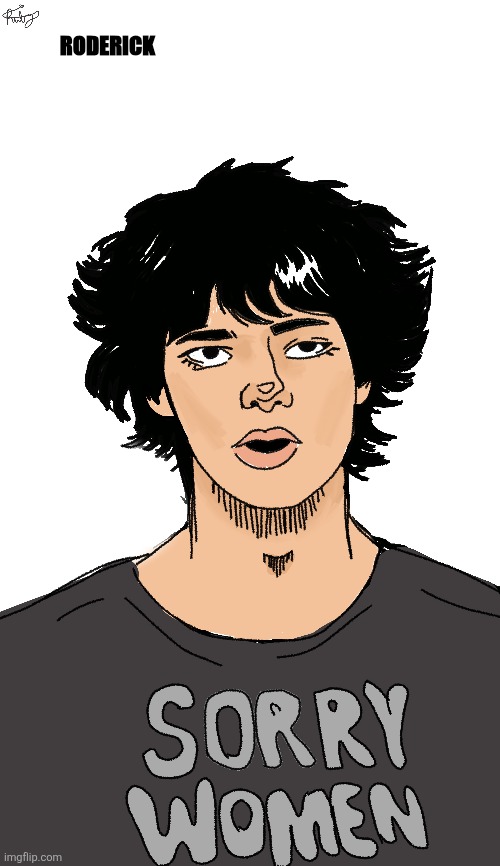 RODERICK FLIPPING HEFFLEY | RODERICK | image tagged in drawing,roderick heffely,guy liner,emo boy,digital art | made w/ Imgflip meme maker
